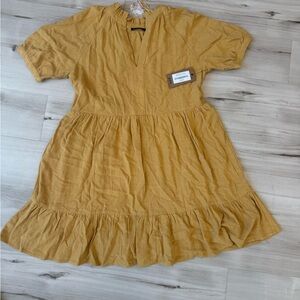 Very J Gold Tiered Ruffled Mini Dress